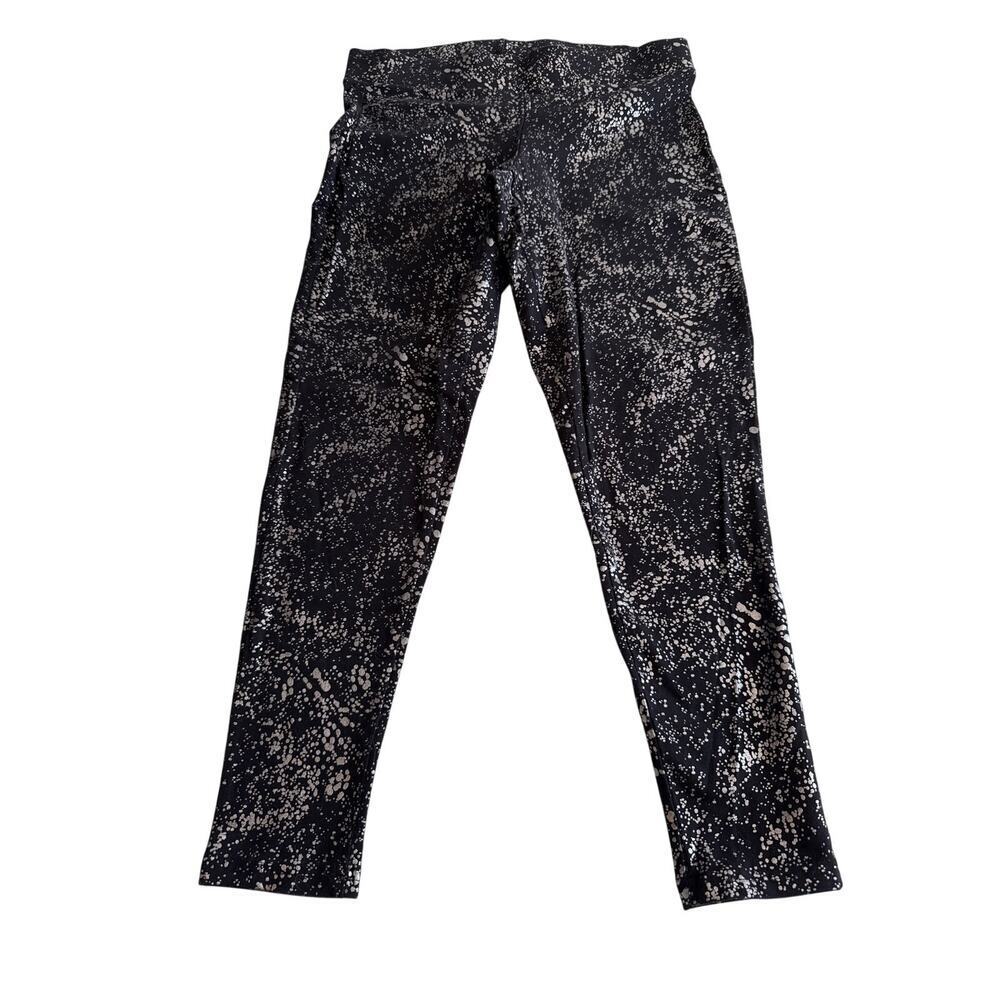 Torrid Sz L  Premium Leggings Metallic Splatter Print on Black Stretch | EUC